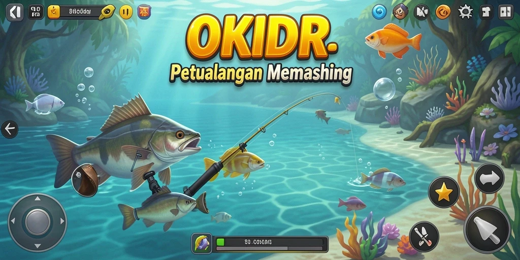 Tampilan gameplay <strong>OKIDR</strong> yang menarik dengan aksi memancing yang seru.