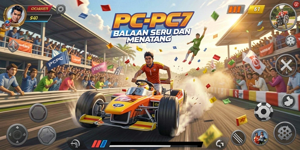 Tampilan gameplay seru dalam balapan PCPC7.
