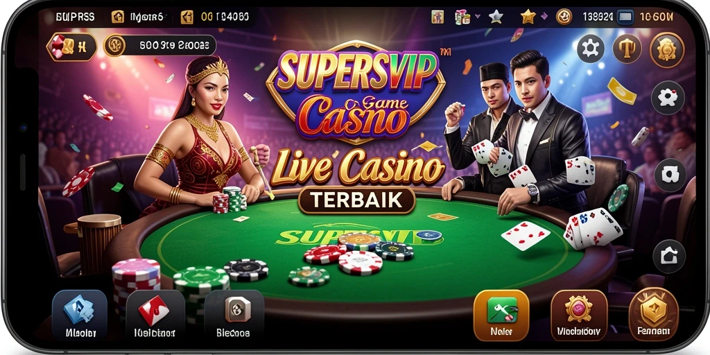 Tampilan gameplay SUPERSVIP yang menarik dengan dealer langsung.